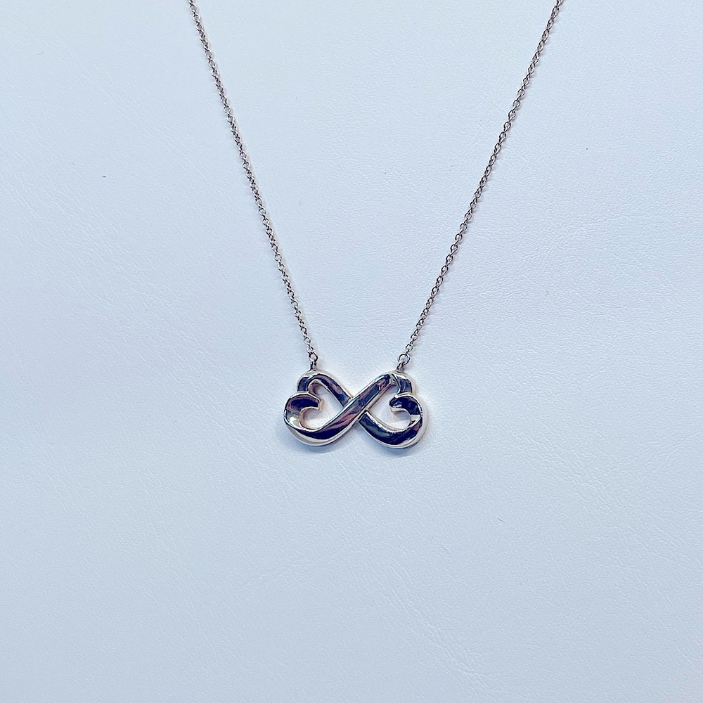 [Near MINT] Paloma Picasso Tiffany & Co. Infinity Double Loving Heart Necklace